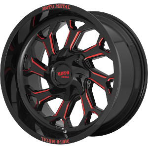 Moto Metal MO999 Gloss Black W/ Red Milled Spokes