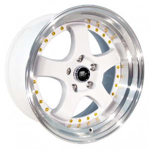 MST MT07 White W/ Machined Lip & Gold Rivets