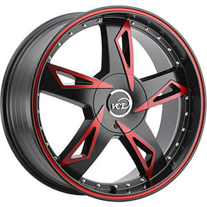 VCT V84 Satin Black W/ Red Spoke Accents & Lip