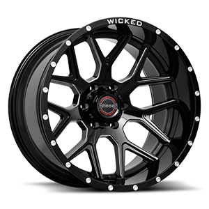 Wicked W903 Gloss Black w/ Milled Windows & Milled Rivets