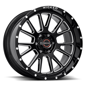 Wicked W907 Gloss Black w/ Milled Windows & Milled Rivets