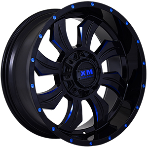 Xtreme Mudder XM323 Gloss Black Blue Milled