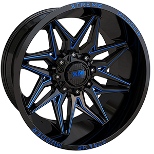 Xtreme Mudder XM342 Gloss Black Blue Milled