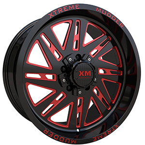 Xtreme Mudder XM347 Gloss Black Red Milled