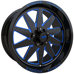 Xtreme Mudder XM348 Gloss Black Blue Milled