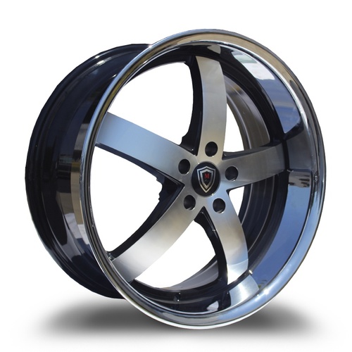 Marquee Wheels M5330B Black Machined W/ Stainless Lip