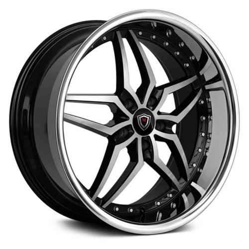 Marquee Wheels M5331A Black Machined W/ Stainless Lip
