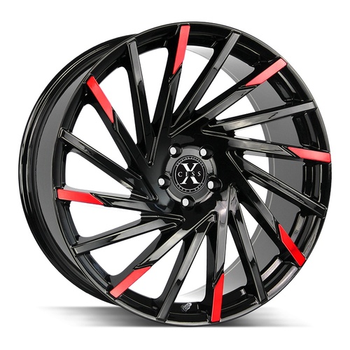 Strada X02 Gloss Black W/ Candy Red Milling