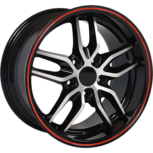 Replica Wheel Chevrolet Corvette C7 Stingray CV18A Deep Dish Black Machined Redline