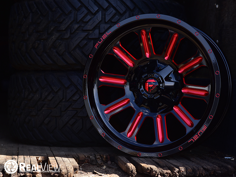 Fuel D621 Hardline 20x9 1 Glossy Black Red Milled 