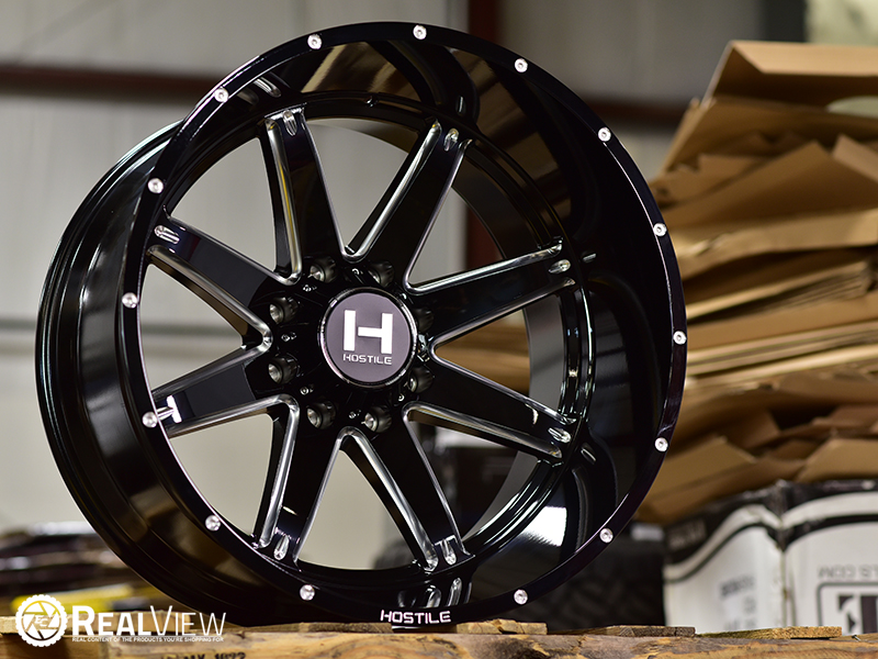 Hostile H109 Alpha 24x14 76 Gloss Black Milled Wheels Rims 