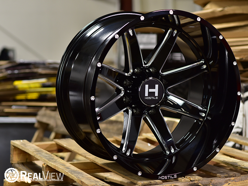 Hostile H109 Alpha 24x14 76 Gloss Black Milled Wheels Rims 