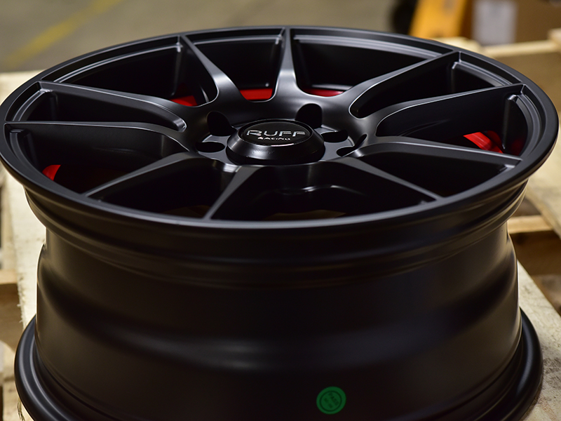 Ruff 364 15x7 Satin Black Red Ring Wheels Rims 