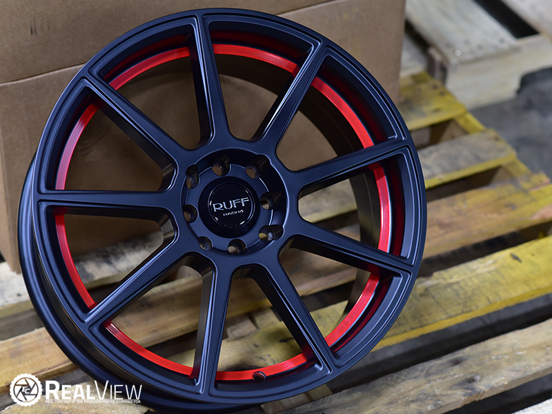 Ruff 366 17x7 6 38 Satin Black Red Stripe Wheels Rims 