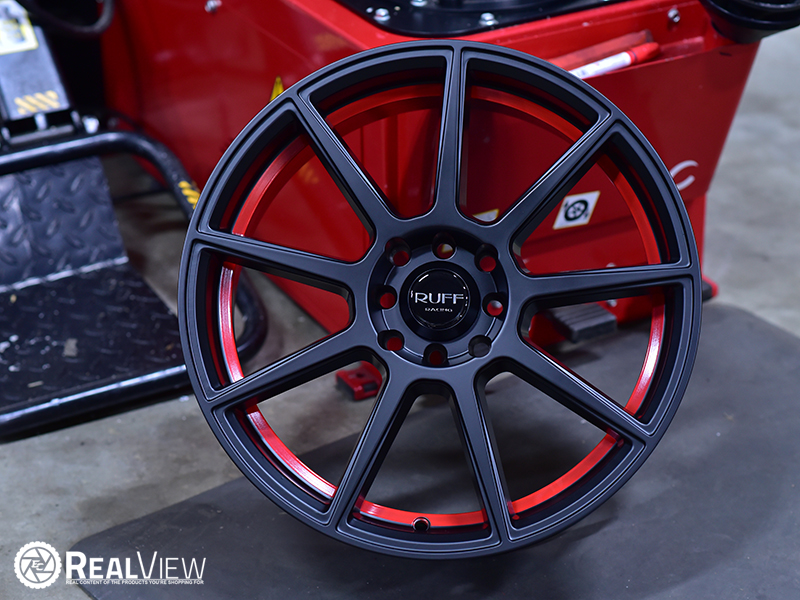 Ruff 366 17x7 6 38 Satin Black Red Stripe Wheels Rims 