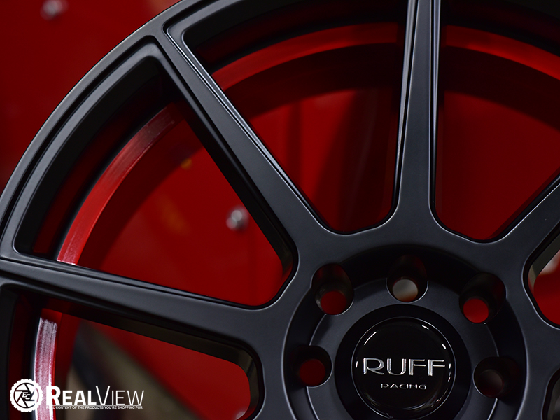 Ruff 366 17x7 6 38 Satin Black Red Stripe Wheels Rims 