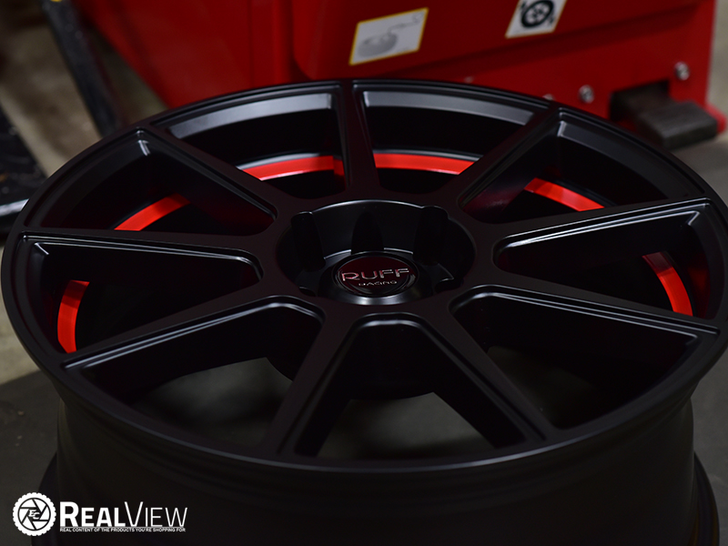 Ruff 366 17x7 6 38 Satin Black Red Stripe Wheels Rims 