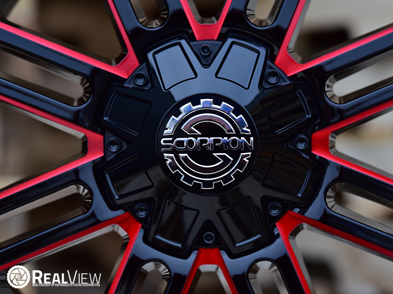 Scorpion Sc18 20x9 12 Black Milled Red Accent Wheels Rim 