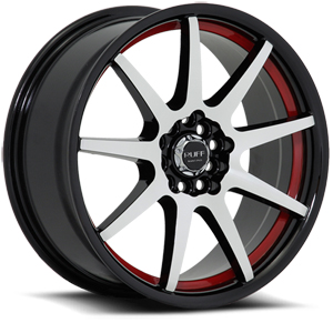 Ruff R353 Gloss Black Machined Face W/ Red Stripe