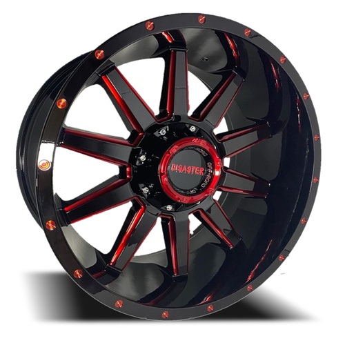 Disaster Off Road D04 GLOSS BLACK W/ CANDY RED MILLED ACCENTS