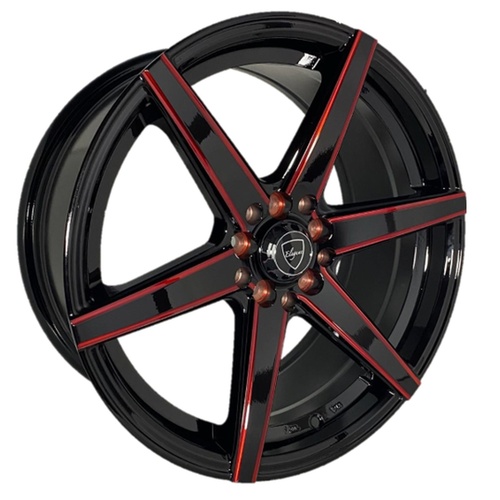 Elegance E002 Gloss Black W/ Candy Red Milled Accents Photo