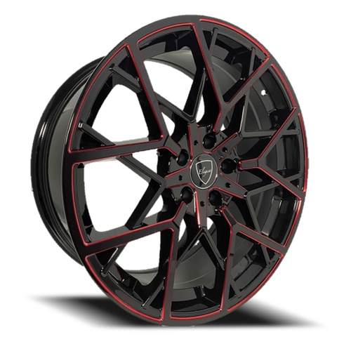 Elegance E009 Gloss Black W/ Candy Red Milled Accents - Part Number E009-1851435GBMLR Elegance E009 Gloss Black W/ Candy Red Milled Accents Photo