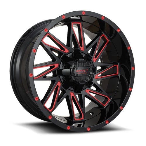 Impact Off-Road 814 Gloss Black W/ Red Milling Photo