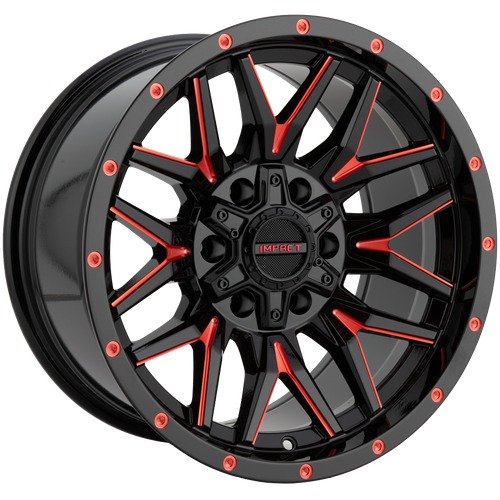 Impact Off-Road 819 Gloss Black W/ Red Milling Photo