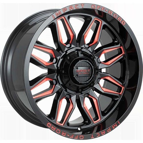 Impact Off-Road 827 Gloss Black W/ Red Milling Photo