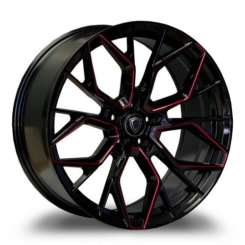 Marquee Wheels M1004 Gloss Black W/ Red Milling Photo