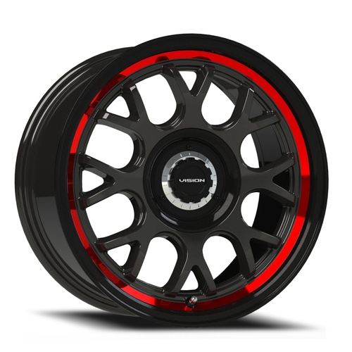 Vision Offroad Alpine 478 Gloss Black With Red Tinted Brushed Lip - Part Number 478-7813GBRTB38 Vision Offroad Alpine 478 Gloss Black With Red Tinted Brushed Lip Photo