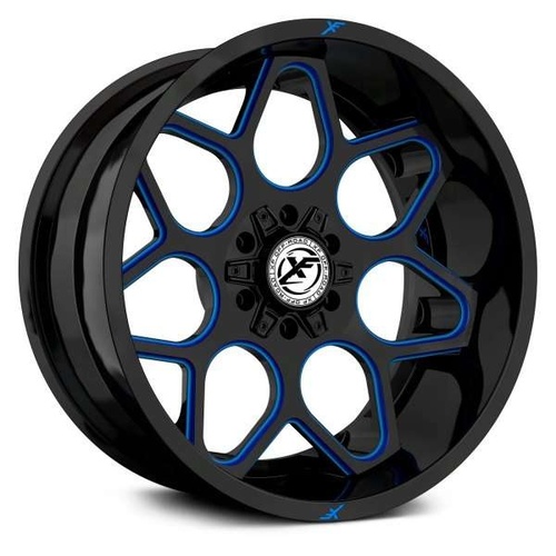 XF Offroad Xf-232 Gloss Black & Blue Milled - Part Number XF-23220125X6XBLANK-24GBMLB XF Offroad Xf-232 Gloss Black & Blue Milled Photo