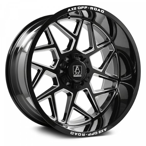 Axe Off-Road Nemesis Gloss Black W/ Doubled Milled Spokes - Part Number 24128165-44NEMBM Axe Off-Road Nemesis Gloss Black W/ Doubled Milled Spokes Photo