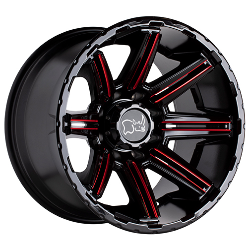 Black Rhino Rampage Gloss Black W/ Red Milled Spokes - Part Number 2012RPG-45127R71 Black Rhino Rampage Gloss Black W/ Red Milled Spokes Photo