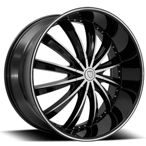 Borghini B19 Black Machined w/ Machined Lip & Alum Cap - Part Number B19285267+30BML Borghini B19 Black Machined w/ Machined Lip & Alum Cap Photo