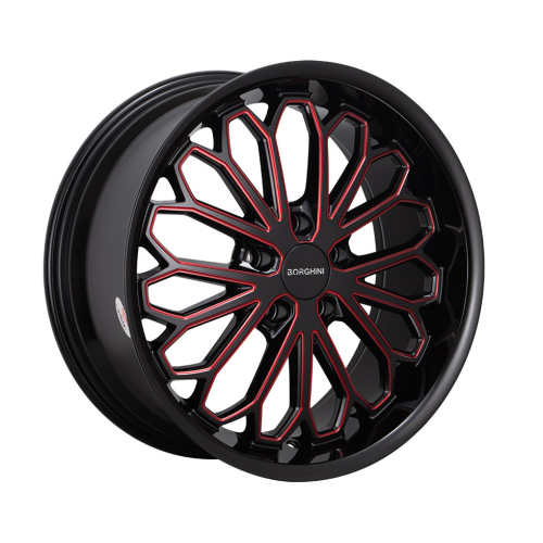 Borghini B67-M Gloss Black Milled w/ Red Accents