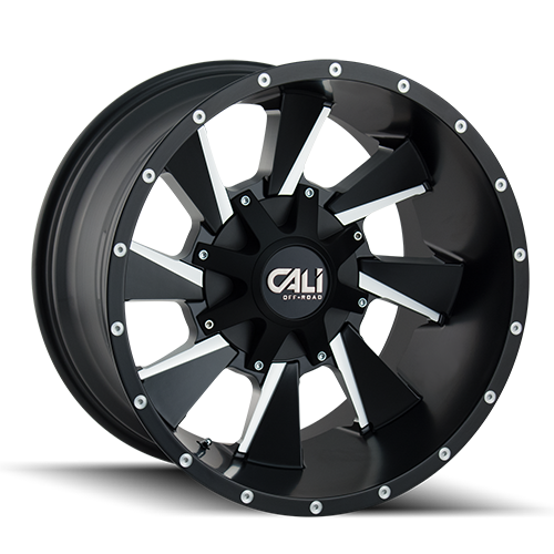 Cali Offroad Distorted 9106 Satin Black W/ Milled Spokes - Part Number 9106-2976M18 Cali Offroad Distorted 9106 Satin Black W/ Milled Spokes Photo