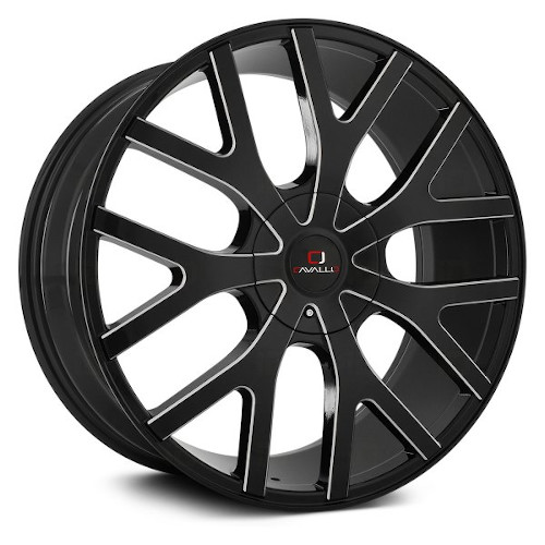 Cavallo CLV-15 Gloss Black W/ Milled Spokes - Part Number CLV-15228551081143+38BMW Cavallo CLV-15 Gloss Black W/ Milled Spokes Photo