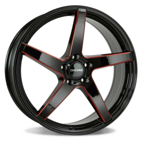 Encore Alloys Enc148 Gloss Black w/ Red Milling