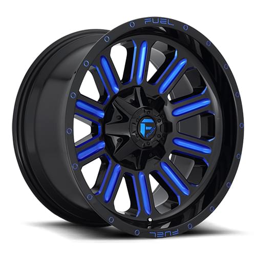 Fuel Offroad Hardline D646 Gloss Black W/ Blue Milled Spokes Photo