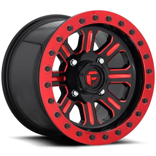 Fuel UTV Hardline D910 Gloss Black W/ Red Milled Spokes - Part Number D9111500A664 Fuel UTV Hardline D910 Gloss Black W/ Red Milled Spokes Photo