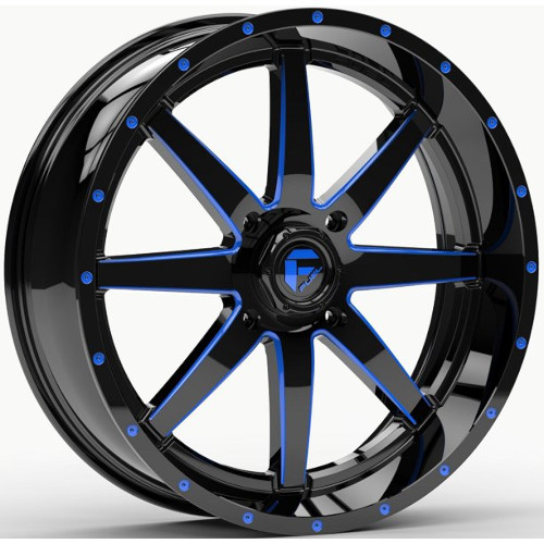 Fuel UTV Maverick UTV D651 Gloss Black Milled W/ Blue Tint - Part Number D6512270A644 Fuel UTV Maverick UTV D651 Gloss Black Milled W/ Blue Tint Photo
