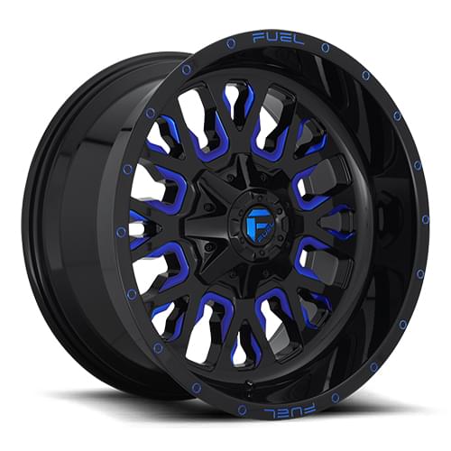Fuel Offroad Stroke D645 Gloss Black W/ Blue Milled Spokes - Part Number D64518909850 Fuel Offroad Stroke D645 Gloss Black W/ Blue Milled Spokes Photo