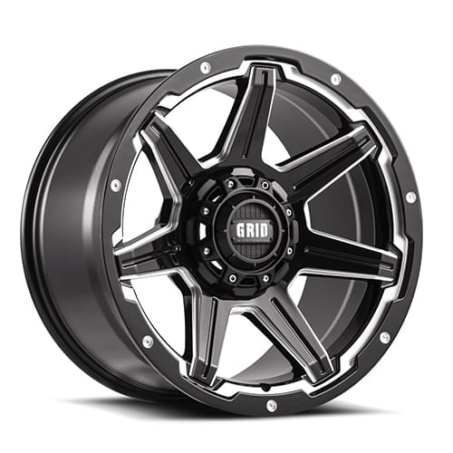 Grid Offroad GD06 Gloss Black W/ Milled Spokes - Part Number GD06-20100870M-225 Grid Offroad GD06 Gloss Black W/ Milled Spokes Photo