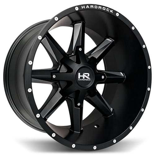 Hardrock Hardcore H703 Satin Black W/ Milled Spokes - Part Number H703-221281144BM Hardrock Hardcore H703 Satin Black W/ Milled Spokes Photo