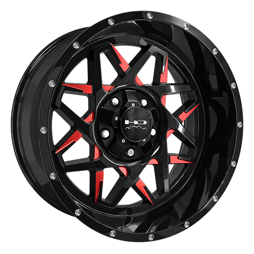 HD Offroad Caliber Gloss Black Milled W/ Red Clearcoat Photo