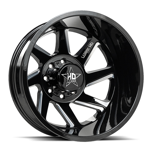 Luxxx HD Offroad LHD-14 Gloss Black Milled Dually Rear - Part Number DUALLYHD14-208258165-192Y-A1-R Luxxx HD Offroad LHD-14 Gloss Black Milled Dually Rear Photo