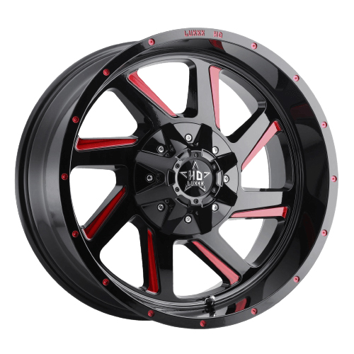 Luxxx HD Offroad LHD-14 Gloss Black With Red Milled - Part Number LHD1420108165170-18K-A3 Luxxx HD Offroad LHD-14 Gloss Black With Red Milled Photo