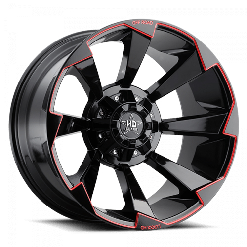 Luxxx HD Offroad LHD-16 Gloss Black With Red Milling - Part Number LHD1622106135139-18G-A3 Luxxx HD Offroad LHD-16 Gloss Black With Red Milling Photo