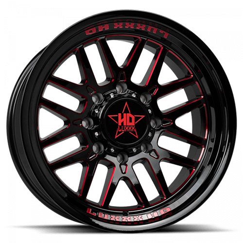 Luxxx HD Offroad LHD-20 Gloss Black With Red Milled - Part Number LHD2020108170-18K-A3 Luxxx HD Offroad LHD-20 Gloss Black With Red Milled Photo